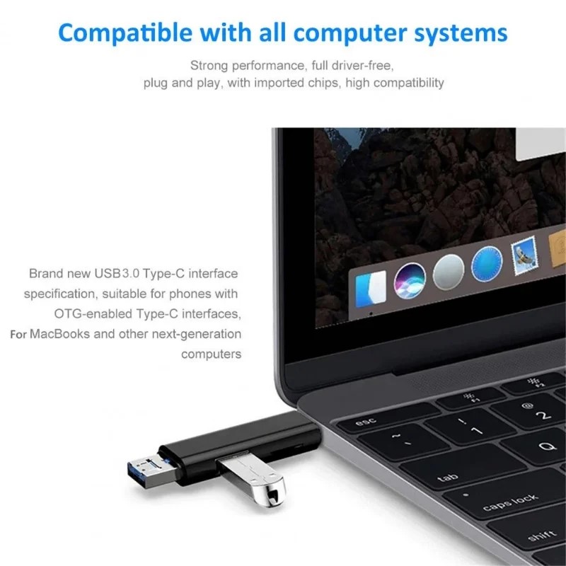 Nuevo 5 en 1 multifunción USB 2,0 tipo C USB Micro USB SD TF lector de tarjetas de memoria para ordenador Android Dock OTG tipo C adaptador