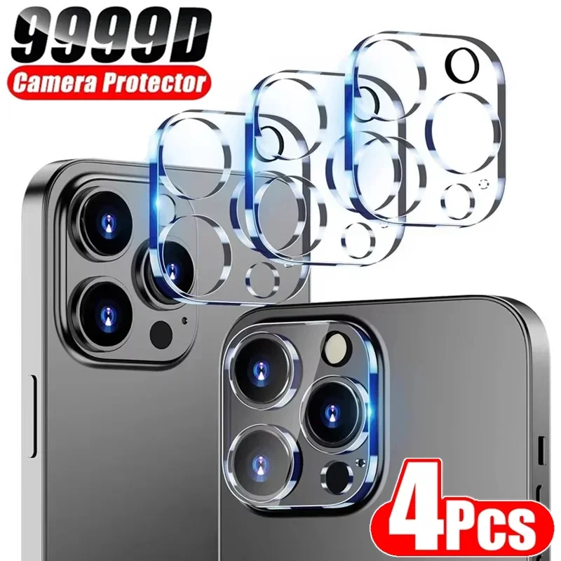 4 Uds Protector de lente de cámara de vidrio para iPhone 16 13 12 11 14 15 Pro Max película protectora de vidrio de cámara para IPhone 13 Mini 15 16 Plus
