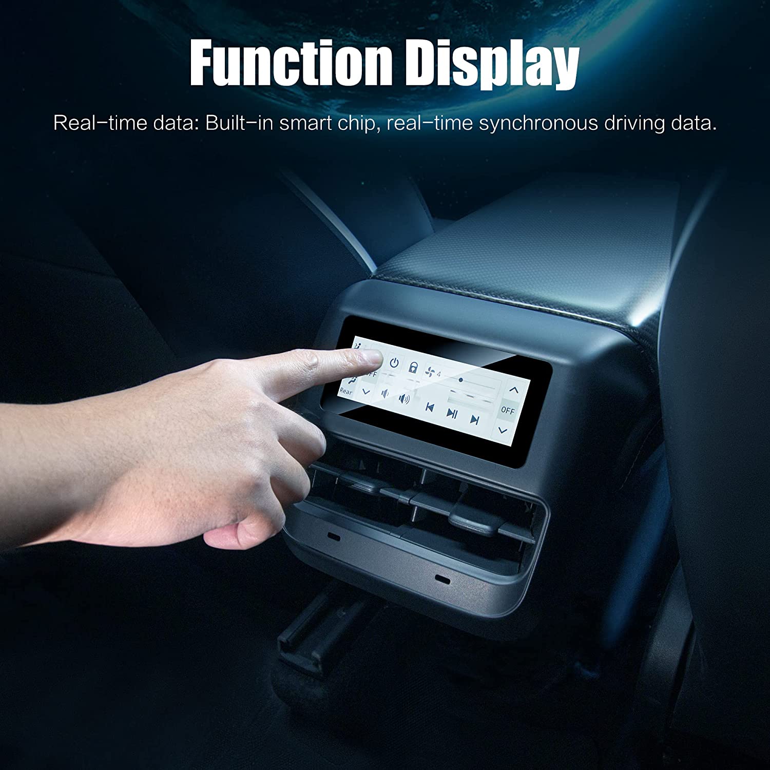 Rear Seat Display for Tesla Model 3 Y 4.6 inch Multifunction Player IPS Touch Screen Air Conditioner Control Panel Carpla