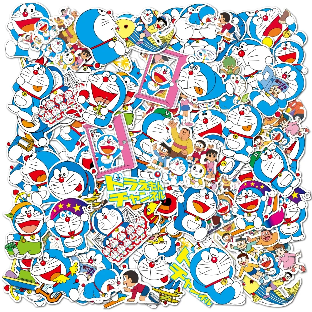 50 pçs dos desenhos animados doraemon adesivos para scrapbook portátil telefone bagagem diy decalque graffiti kawaii anime adesivo à prova dwaterproof água brinquedo do miúdo