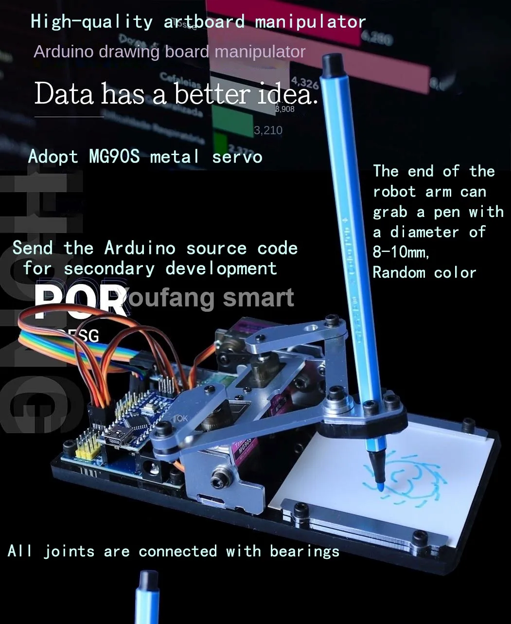 Drawbot Robot MG90S Manipulator Artboard Bots APP Drawing Machine For Arduino Robot DIY Kit NANO Programmable Robot Starter Kit