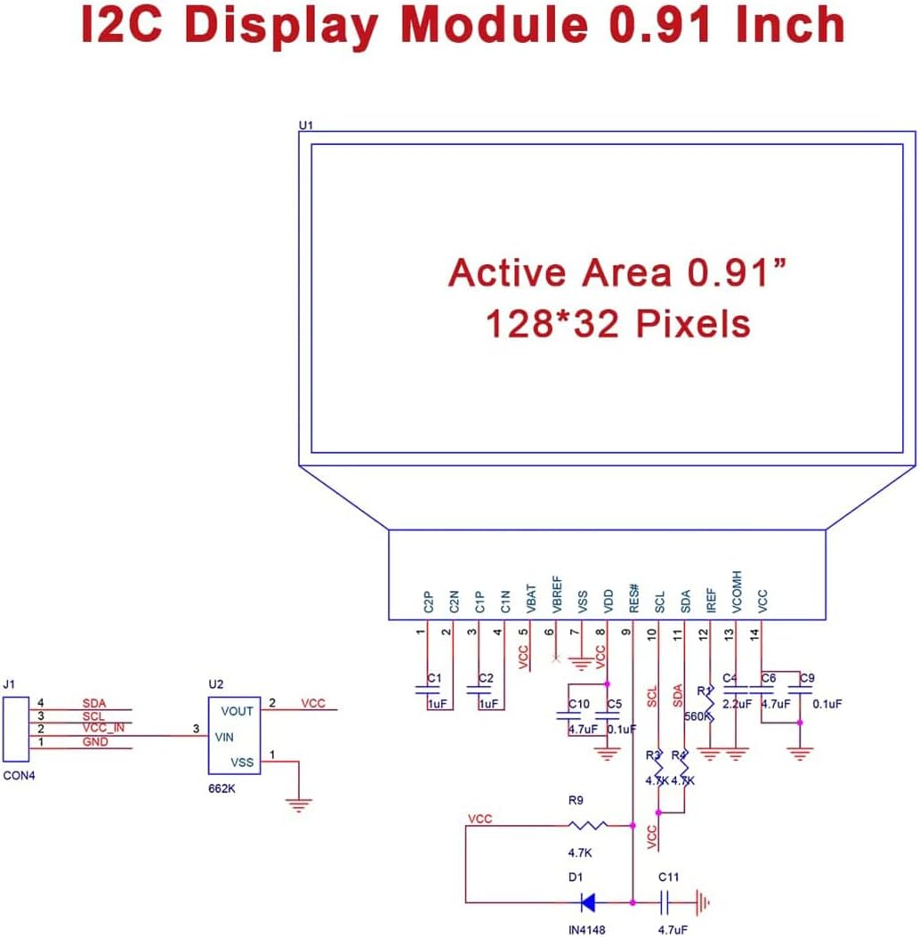 0,91-дюймовый 128x32 IIC I2C белый/синий OLED ЖК-дисплей DIY модуль SSD1306 драйвер IC DC 3,3 В 5 В для Arduino