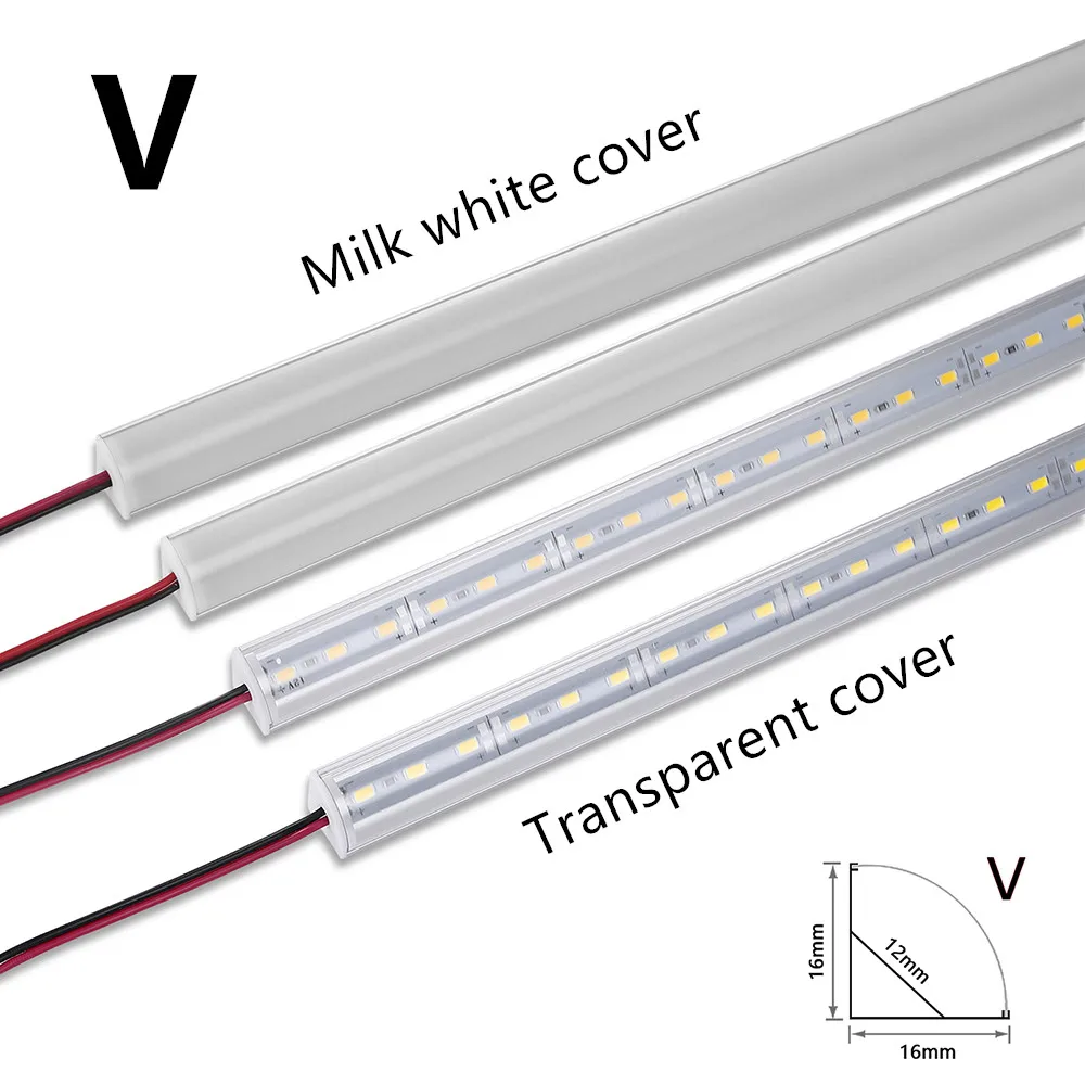 LED อลูมิเนียมแถบแสงแข็ง DC12V 50 ซม.20 นิ้ว U/V-shape 5730 36LEDs LED ช่องอลูมิเนียมไฟตกแต่งบ้าน