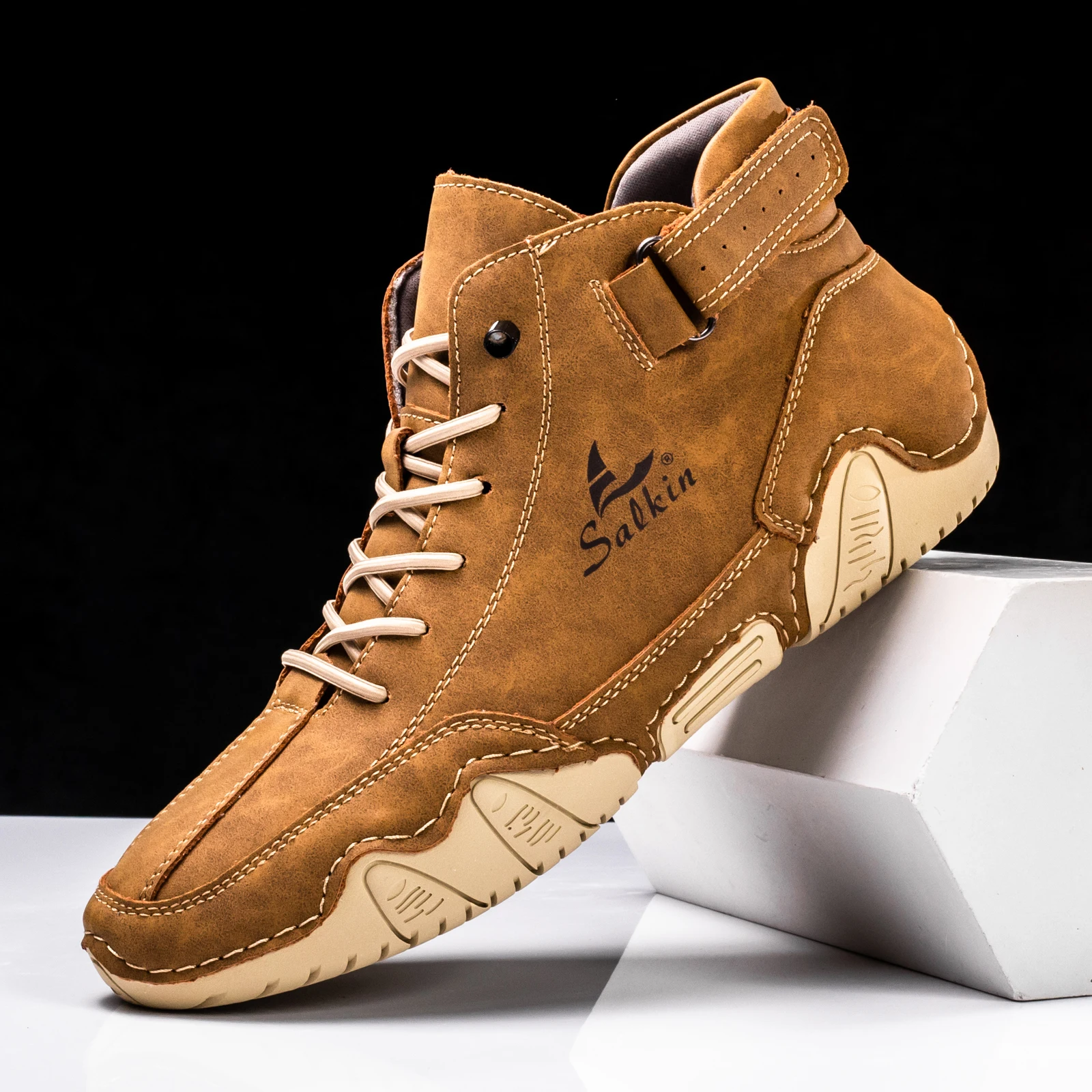 Neue Handgemachte Männer Stiefel Design Turnschuhe Mann Outdoor Casual Leder Männer Turnschuhe Stiefeletten Trekking Herbst Atmungs Heißer Verkauf