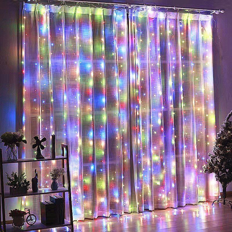 3M 4M 6M LED คริสต์มาส Fairy String ไฟ USB Curtain Light Garland งานแต่งงานตกแต่งบ้าน Window Decor วันเกิดตกแต่ง