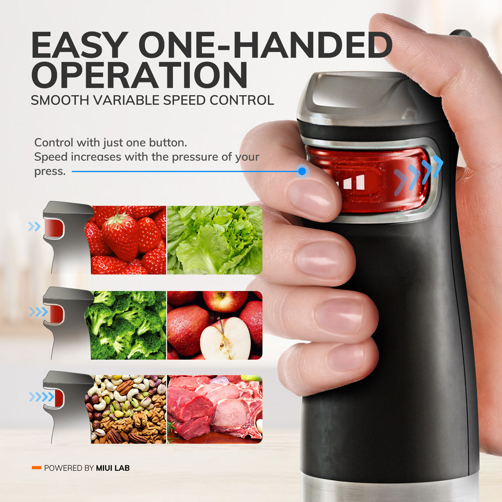 MIUI Licuadora de mano eléctrica Licuadora de mano de inmersión multiusos 6 en 1, cuchillas de acero inoxidable, hogar y cocina, 1200 W