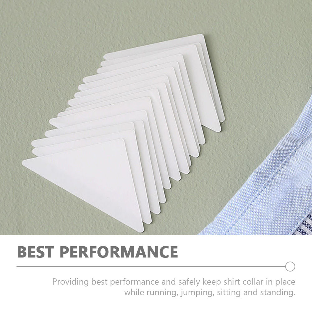 Supports de col de chemise pour hommes, 120 pièces, insertion adhésive Triangle en Pvc, reste ferme pendant le mouvement, Inserts de col de chemise pour robe