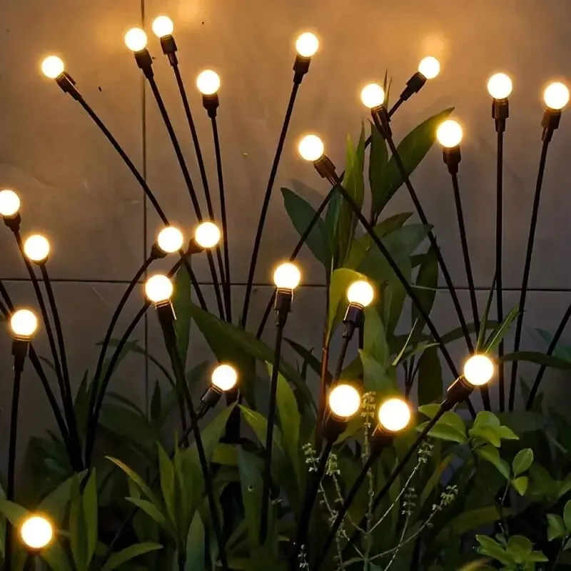 Lampada da giardino solare a 10 luci, lampada da giardino FireflyGround a LED alimentata dal vento, lampada da festival per la decorazione del Ramadan da giardino