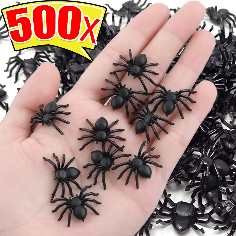 50/500 шт. маленькие поддельные черные пауки украшения на Хэллоуин ужас паук DIY вечерние дом с привидениями реквизит реалистичные насекомые хитрые игрушки