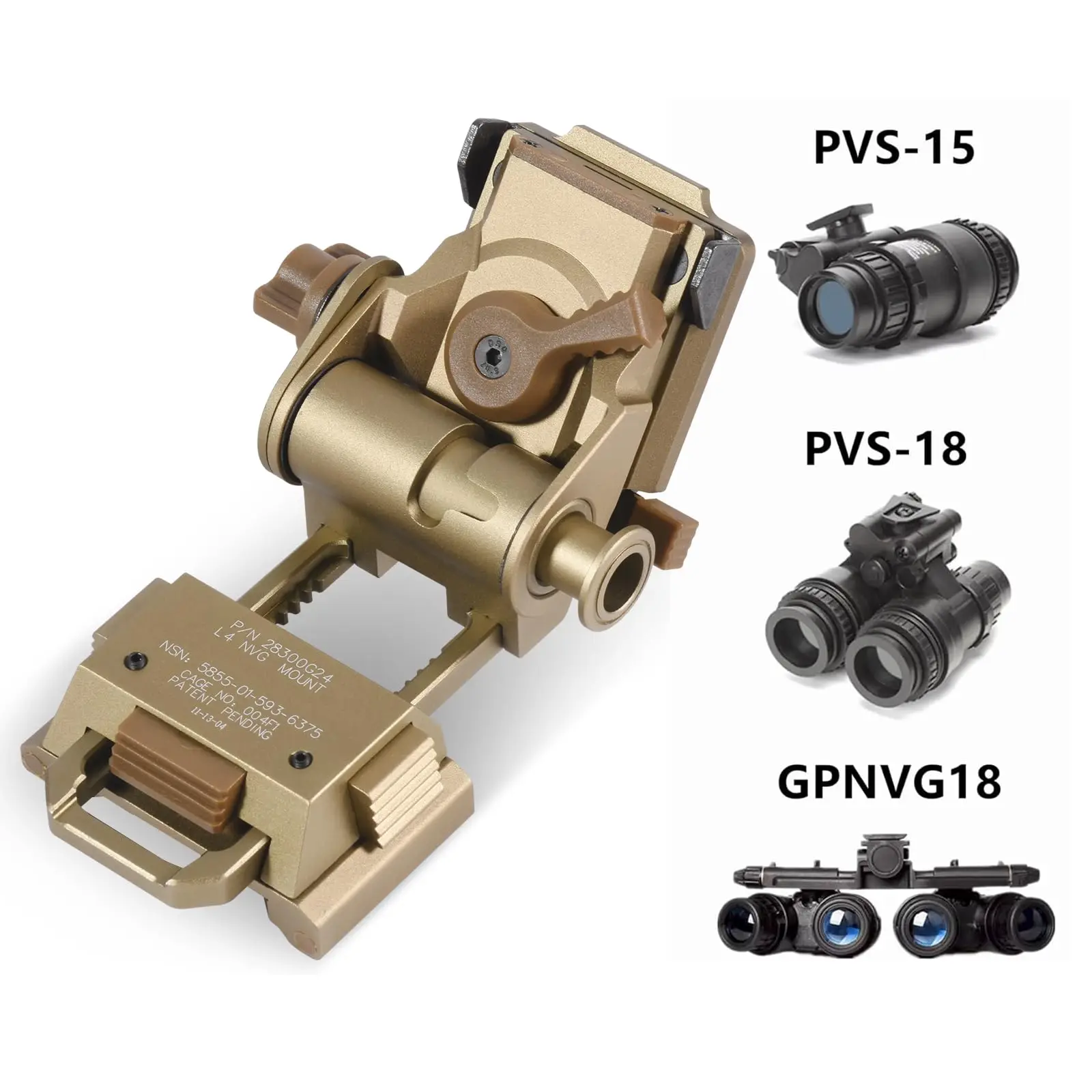 BOOIU โลหะ L4G24 NVG หมวกนิรภัย Mount Bracket สําหรับ PVS15 PVS18 Goggle Night Vision Stent กลางแจ้ง OPS หมวกกันน็อกยุทธวิธีอะไหล่