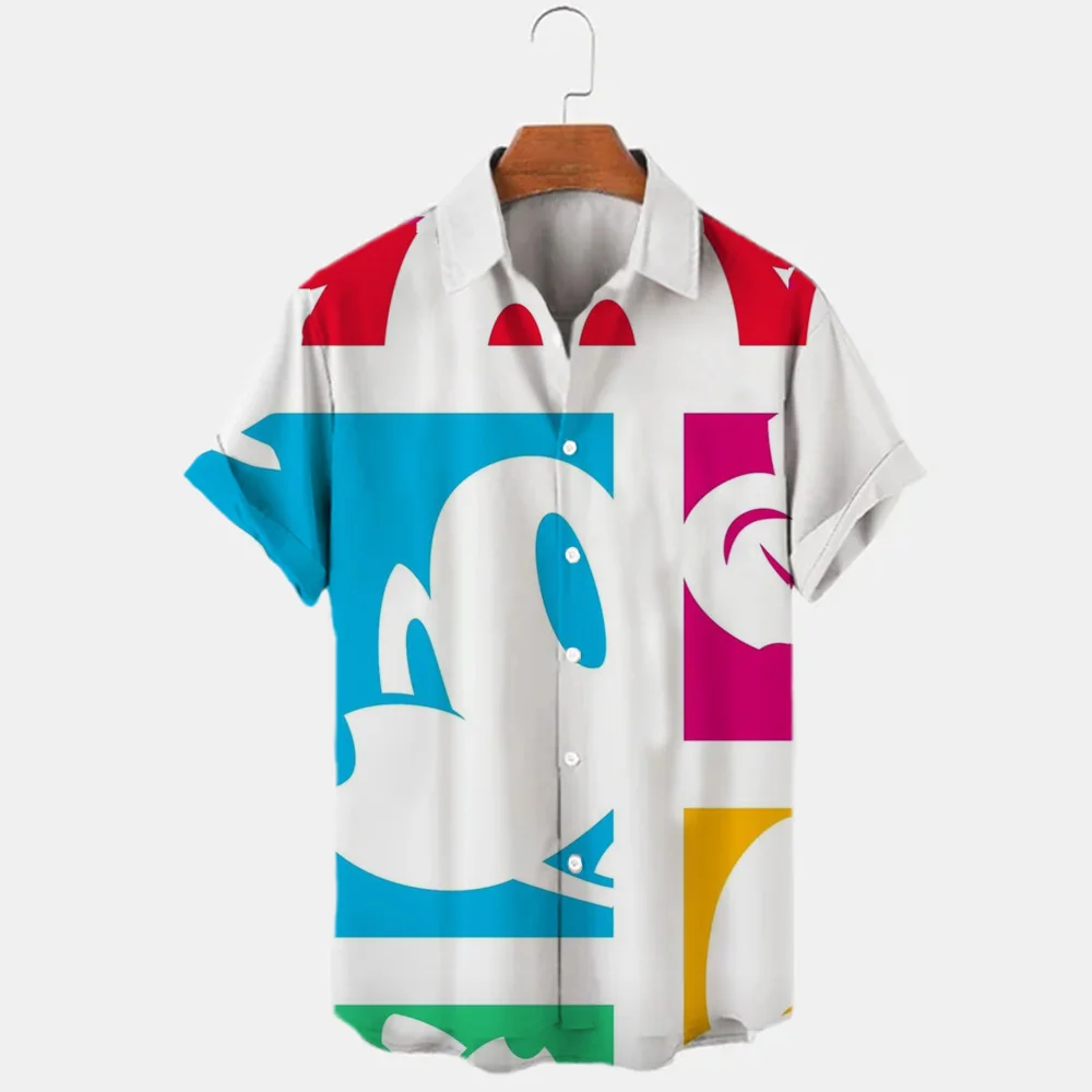 Camicie da uomo con risvolto oversize Disney Paperino Topolino e Minnie stampate in 3D Estate Nuova tendenza della moda Boutique Streetwear