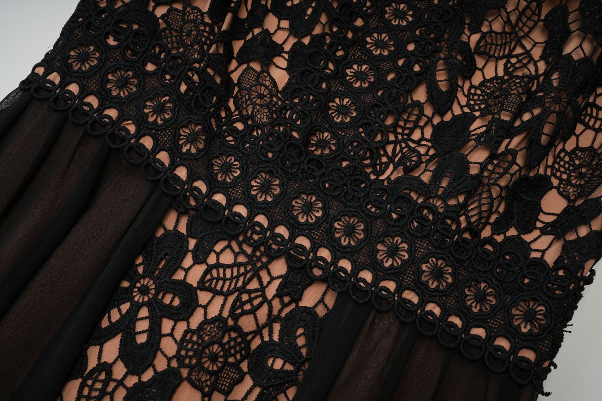 Vestido Formal de manga larga con cuello en V de encaje para mujer, vestidos de fiesta