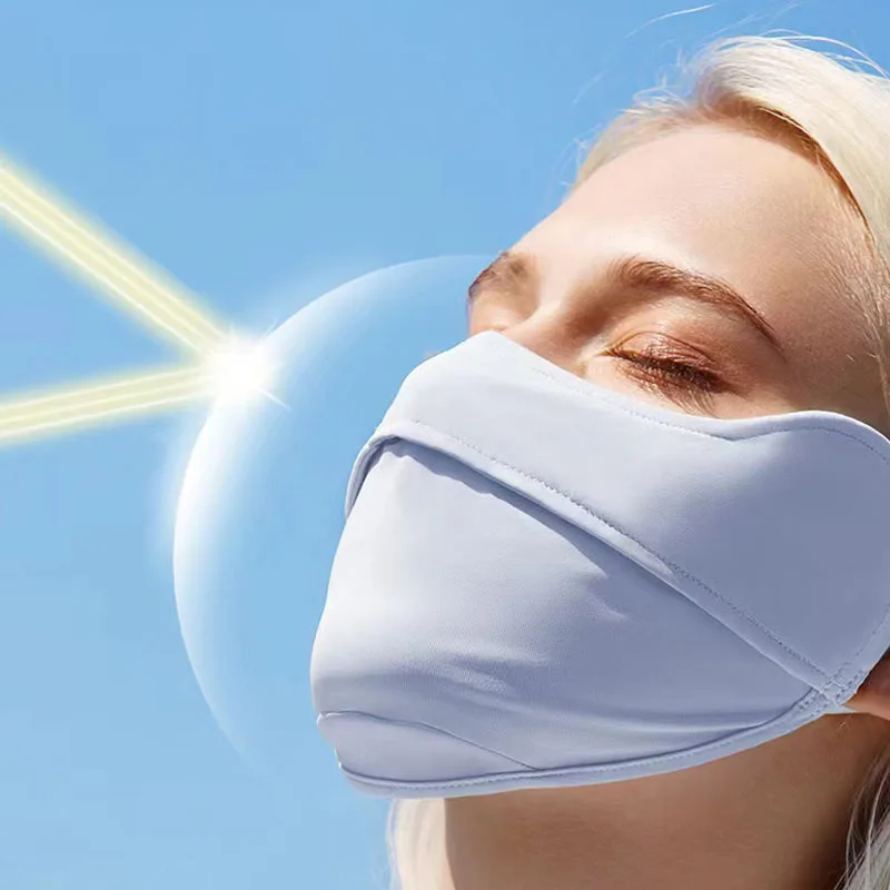 Masque de Protection solaire d'été pour femmes, ouverture respirante, type suspendu à l'oreille, masque de Protection solaire en soie glacée fine pour femmes