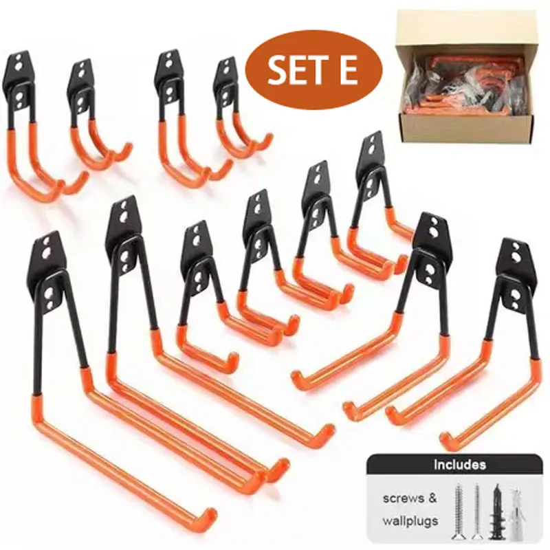 Heavy Duty Steel Garage Hook Wall Mount Bicycle Hanger Hooks Wall Mount Anti-Slip Storage Hook for Garden Tools, Ladder, Ropes