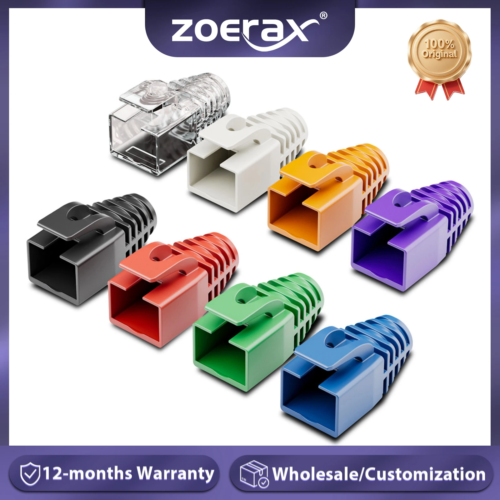 ZoeRax, 50 шт. Cat6A/Cat7 Ethernet RJ45, ботинки для снятия натяжения, крышка кабеля, крышка разъема, крышка из мягкого пластика (наружный диаметр 7,5 мм)