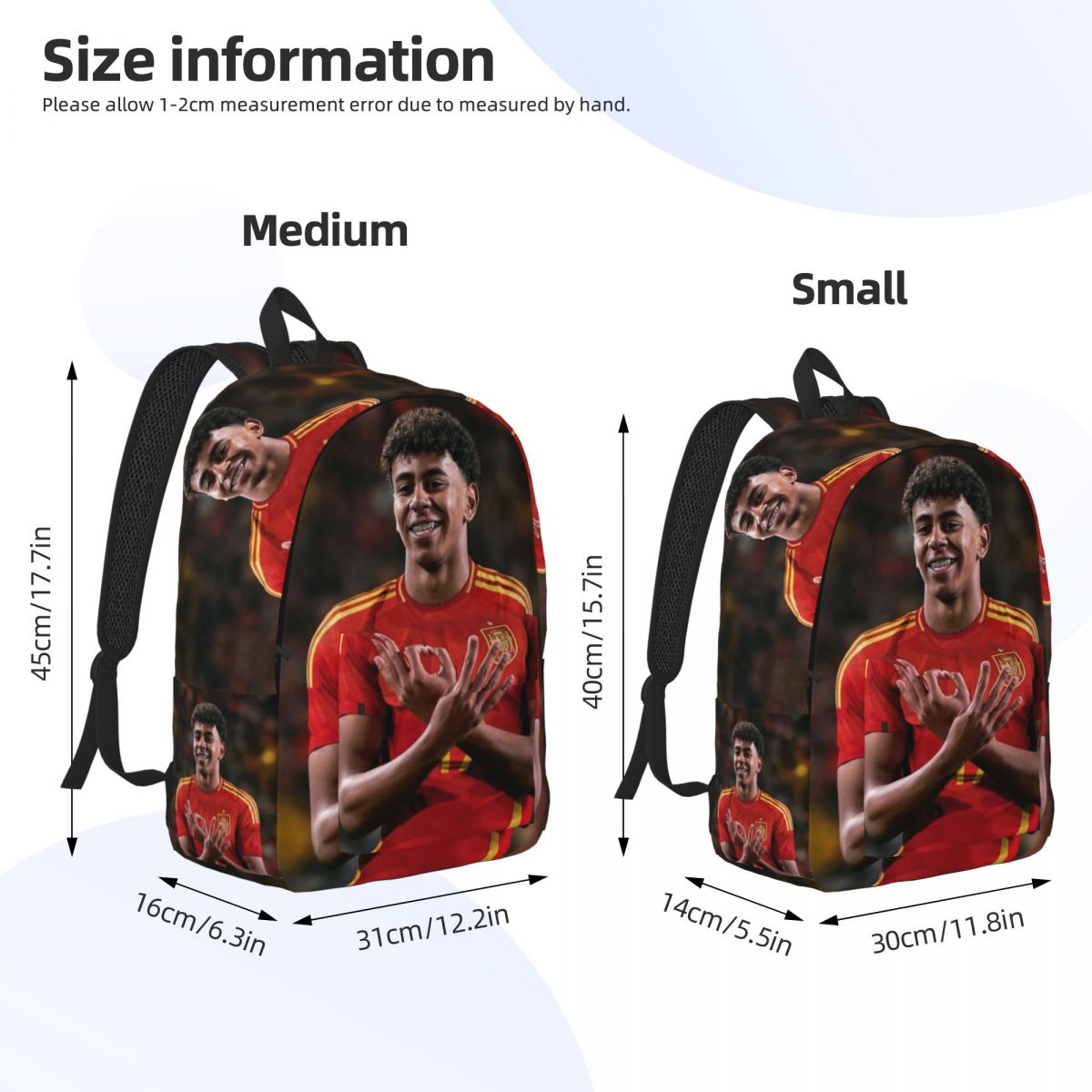 Lamine Y-Yamal Fashionable and avant-garde, fully printed, comfortable student backpack for carrying.
