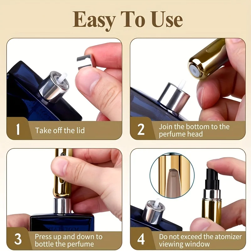 Mini atomizador de perfume recargable de aluminio, atomizador de perfume de viaje de 5 ml, dispensador de perfume portátil, estuche de perfume recargable Rugg