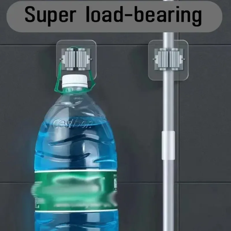 2/4 Uds. Estante para fregona sin perforaciones, gancho para fregona de almacenamiento, estante de pared para el baño del hogar, estante para escoba, Clip para fregona, accesorios de baño