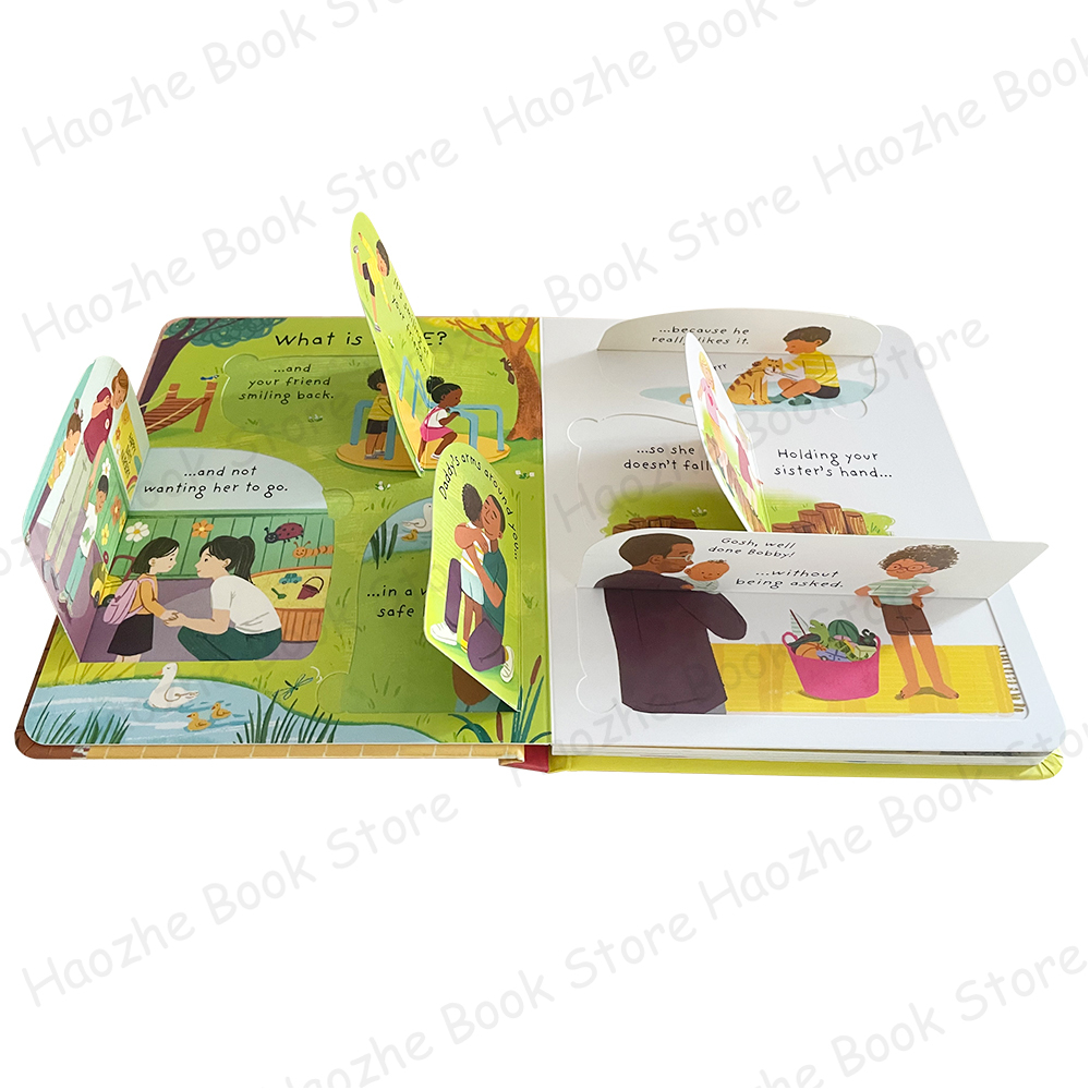 Primeiras Perguntas e Respostas Muito: O que é amor? Usborne levantar a aba Atividade de sentimentos infantis Livro de inglês Montessori