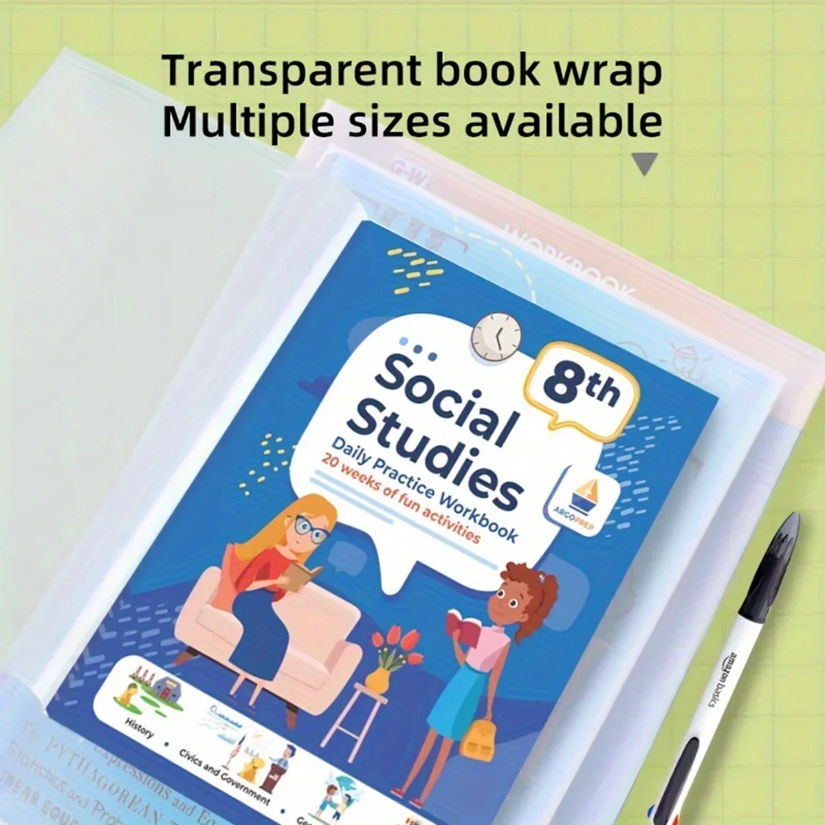 10PCS A4/16K/A5 Copertina di libro in plastica trasparente Chiusura autoadesiva Libri impermeabili e resistenti all'usura Copertina protettiva in PVC