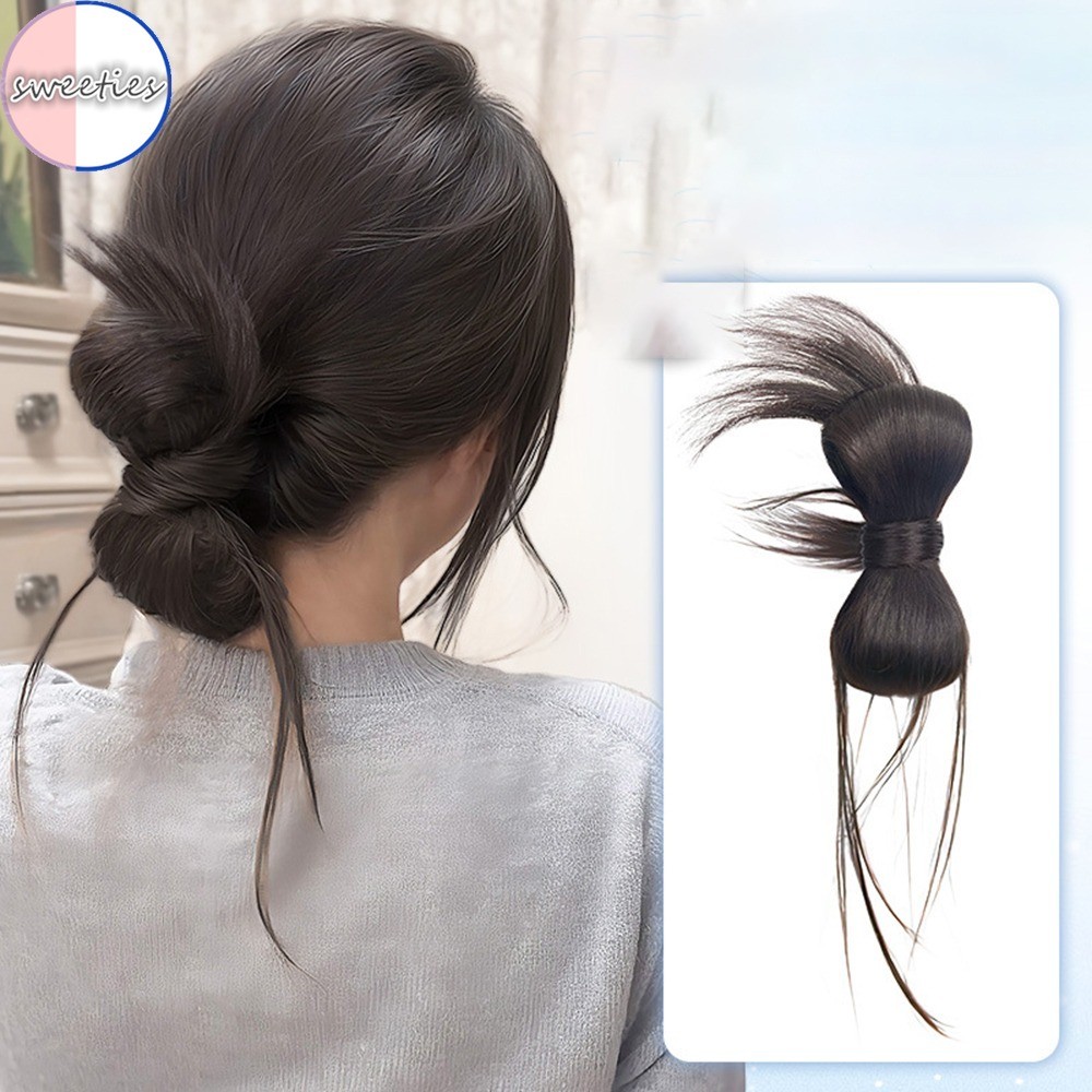 Synthetischer Perückenclip mit Schleife, Duttkopf, einteilig, niedrige Krawatte, Drachenbart, Klammerkopf, natürliche, flauschige Locken, Entenschnabel-Clip, Perückentasche