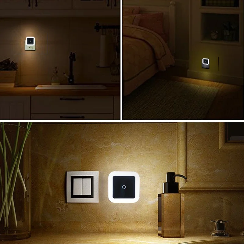 Luz LED nocturna enchufable UE EE. UU. con Sensor de iluminación, Control, ahorro de energía, luz de noche para niños, lámpara de pared para inodoro para dormitorio y hogar