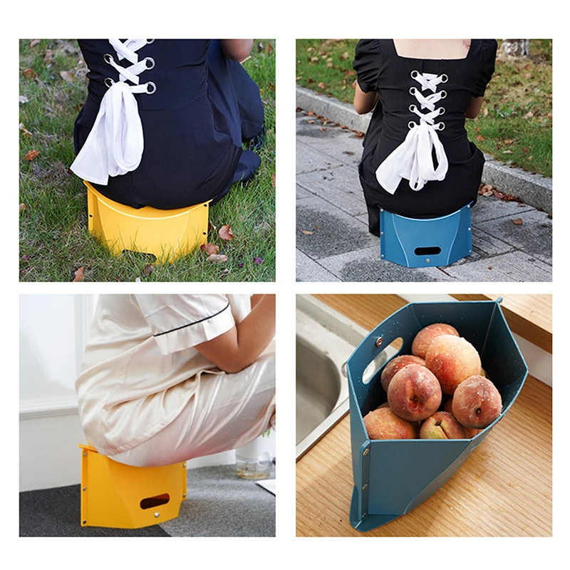 Cartão portátil dobrável fezes acampamento ao ar livre e pesca multi funcional cesta de plástico cadeira de armazenamento