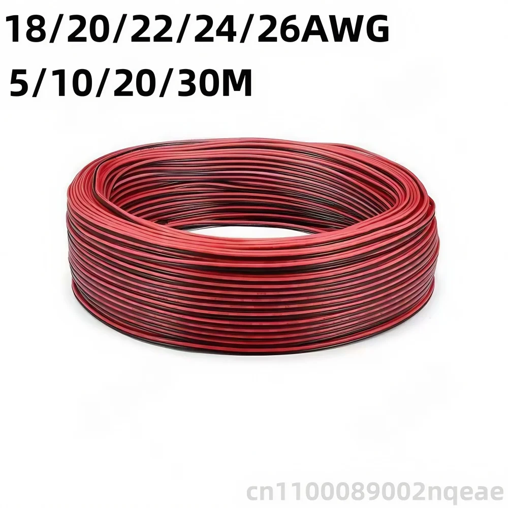 Cable eléctrico rojo y negro de 2 pines, Cable de tira LED 18 20 22 24 26, Cable de alimentación de extensión de cobre estañado de 2 núcleos para iluminación de Audio