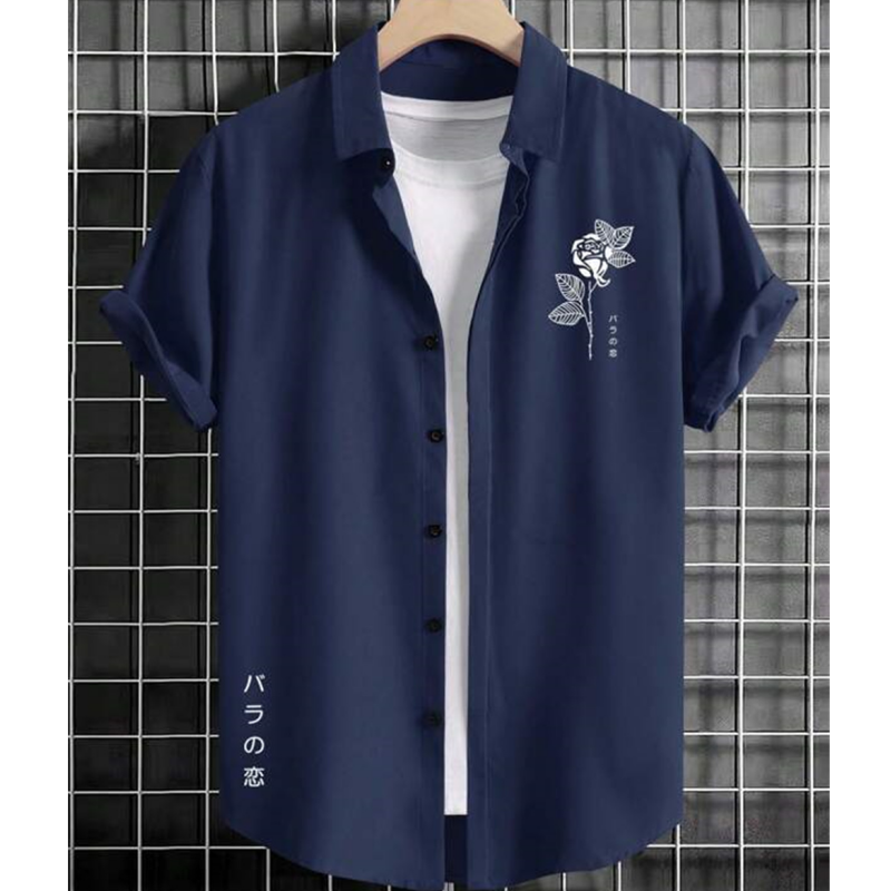 Camisa hawaiana para hombre con estampado de flores y texto en 3d, sudadera para fiesta en la playa, camisa holgada de gran tamaño y blusa, ropa de hombre de alta calidad