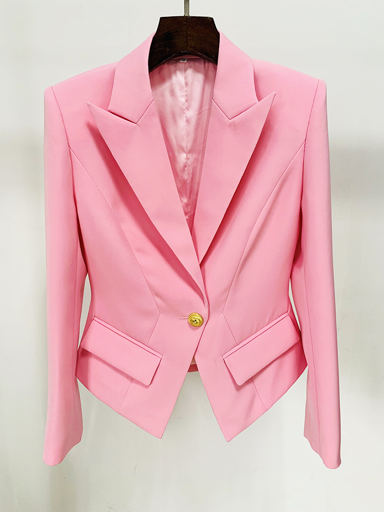 High Street neueste 2024 Designer jacke Damen schmal geschnittener Revers blazer mit einem Knopf