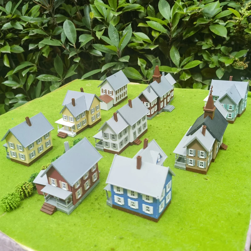 N Scale Model Dwelling House 1:150 American Style Courtyard Model Scale Kit Building Material Diorama scale Train Railway Layout