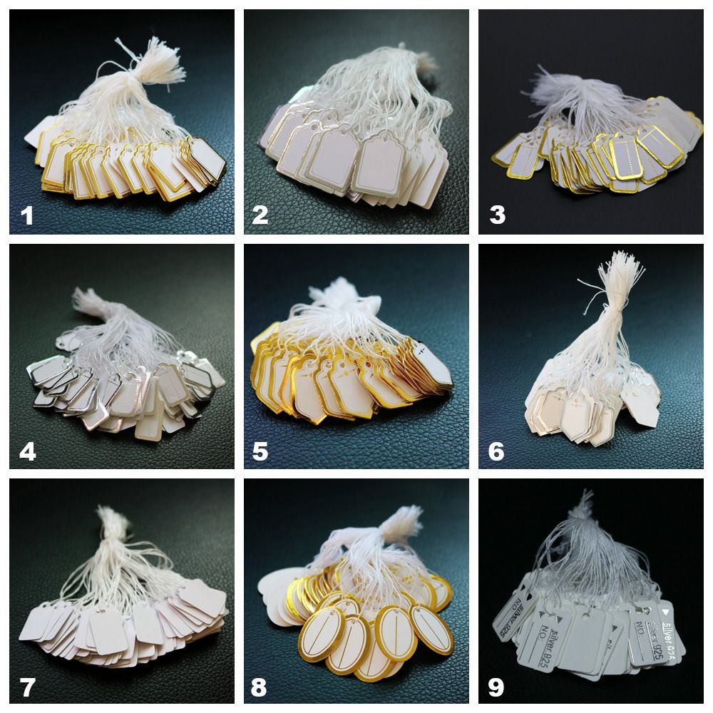 100 шт., ярлыки для ювелирных изделий, с золотистыми/серебристыми краями