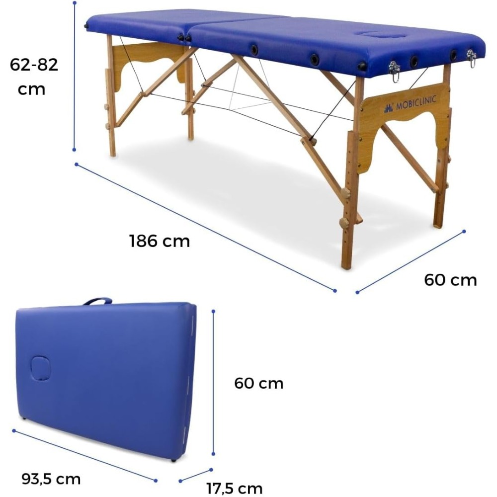 Mesa de masaje plegable, CM-01 Basic, mesa, profesional, portátil, madera, 2 cuerpos, marca española