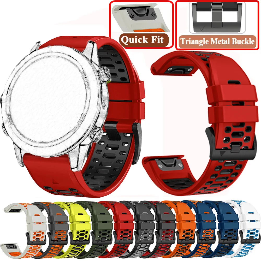 Outdoor Sports 22/26mm Silikon-Uhrenarmband für Garmin Fenix 8 E 5 5X 6X 6 7 7X Pro/TACTIX/Mk2 Mk2i G1/Enduro 2 3 QuickFit-Armband