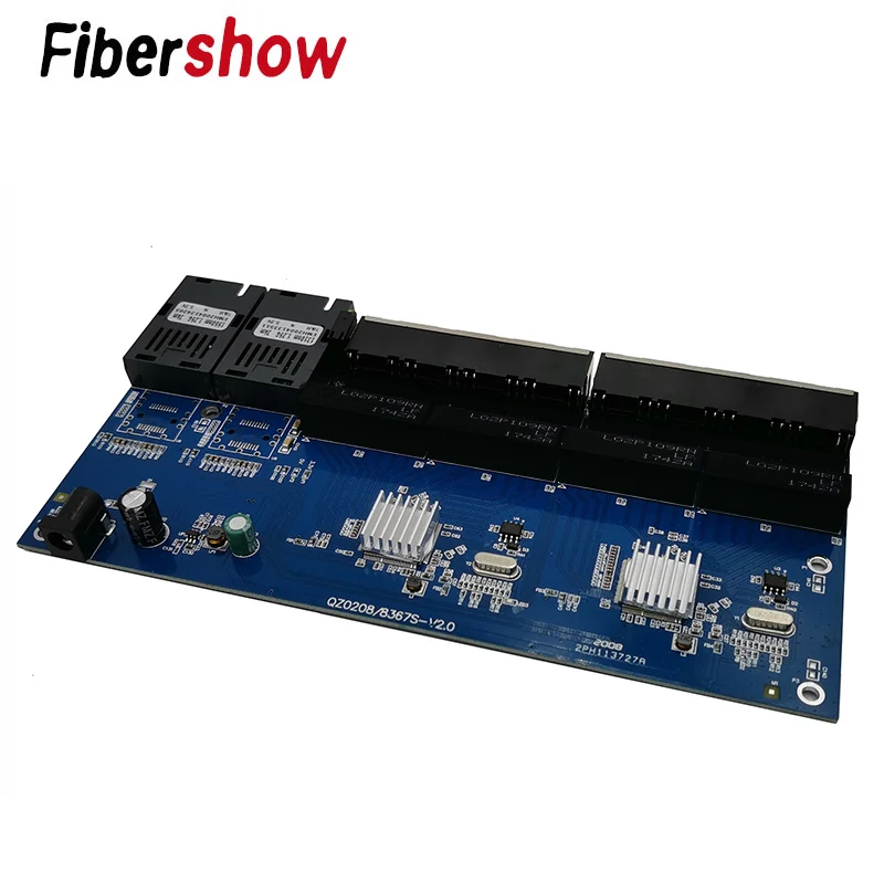 กิกะบิตอีเธอร์เน็ตสวิตช์ไฟเบอร์สื่อออปติก PCBA 8 RJ45 UTP และ2 SC ไฟเบอร์พอร์ต10/100/1000M บอร์ด PCB