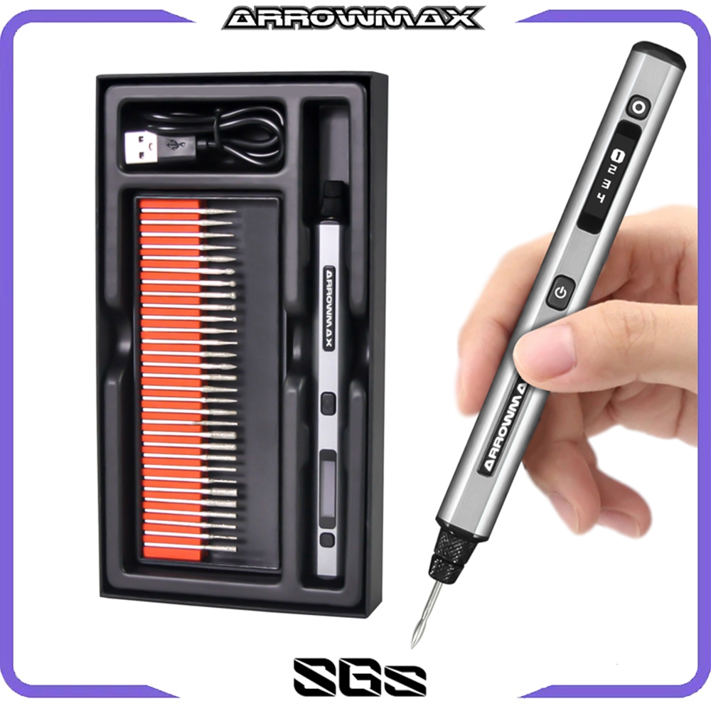 Гравировальная ручка ARROWMAX, электрический беспроводной вращающийся набор инструментов, мини-шлифовальная машина с 30 битами для металла, дерева, пластика, резьбы по стеклу, новинка