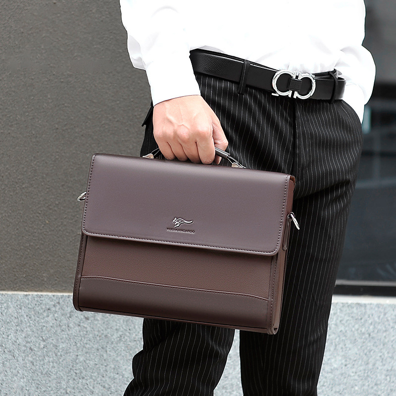Maletines de cuero para hombres, bolso de mano de negocios de diseñador, cartera, bolso de hombro, bolso cruzado lateral cuadrado para Ipad, documento