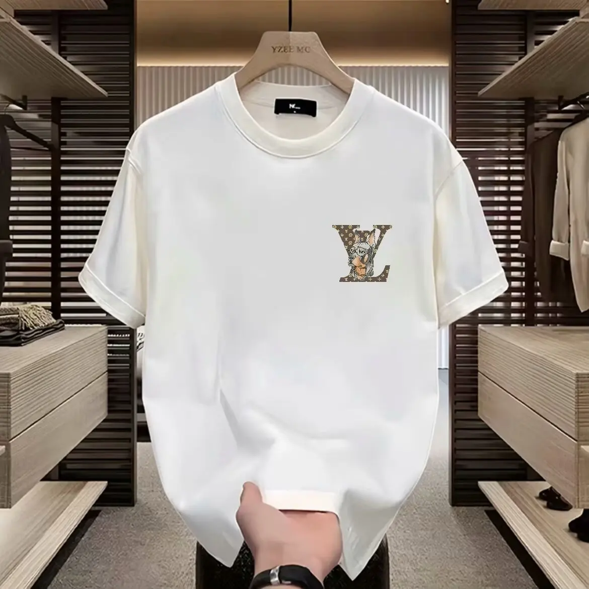 Outlet Counter Men's American Heavy Cotton Short-sleeved T-shirt Ins Loose Crew Neck Men's and Women's Fashion Casual T-shirt