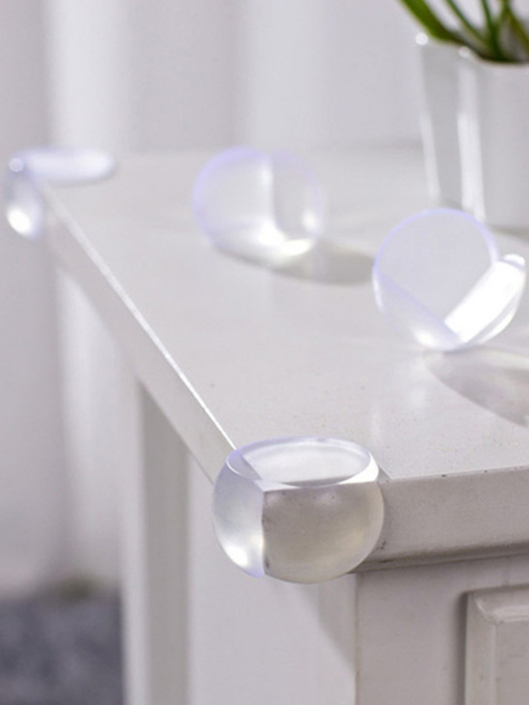 Protector de esquina de Mesa de Seguridad para bebé, cubierta de protección de bordes de muebles anticolisión, transparente, forma de bola, 4 unidades por lote