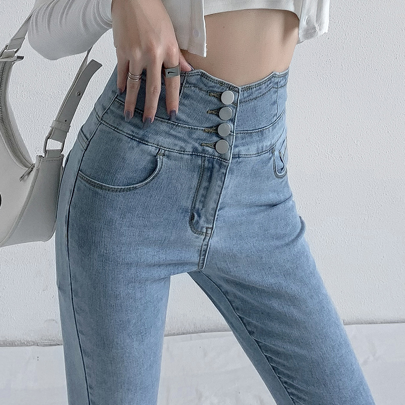 ZOENOVA-pantalones vaqueros ajustados con cuatro botones para mujer, Vaqueros elásticos ajustados Vintage de cintura alta, ajustados, 2022