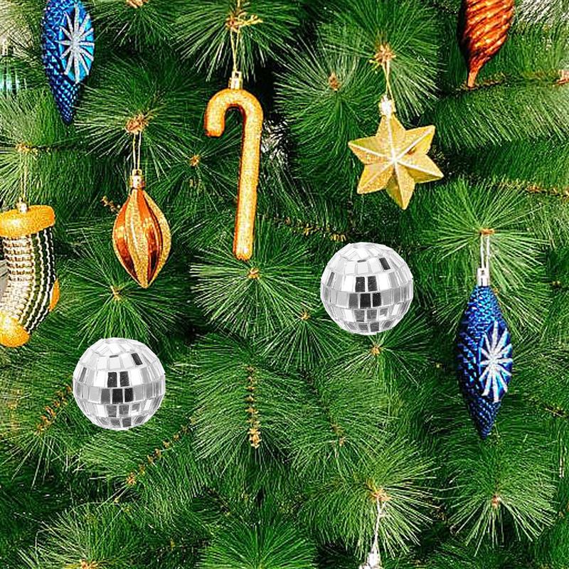 Mini Cakes Disco Mirror Ball, Bolas De Iluminação, Ornamento De Prata, Efeito De Vidro, Suspensão Reflexiva, 12 Pcs