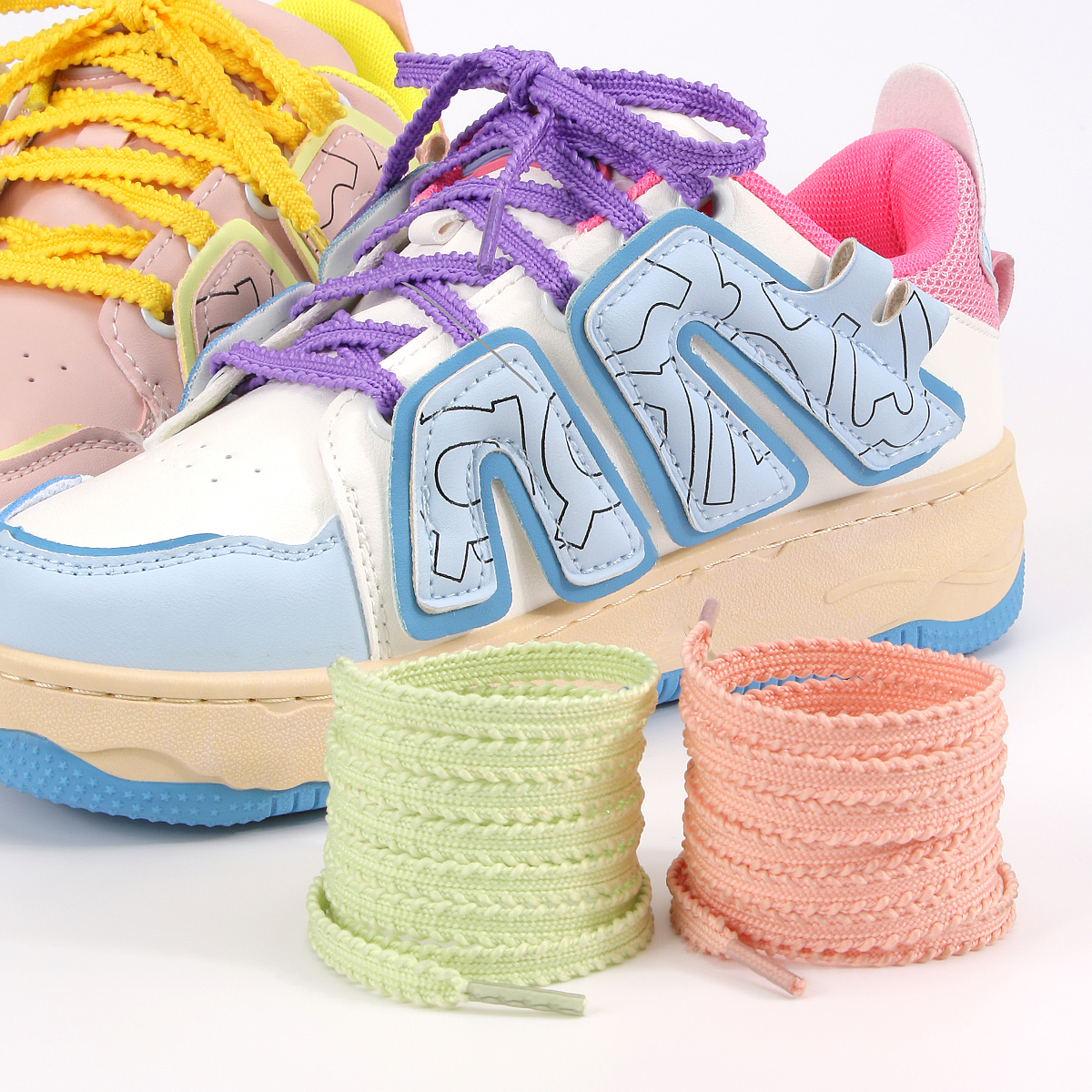 New Casual Sneakers tennis Flat Shoelaces Fashion Rope Shoelace for Shoes ‌‌Solid Color Flat Woven Laces Shoes Accessories