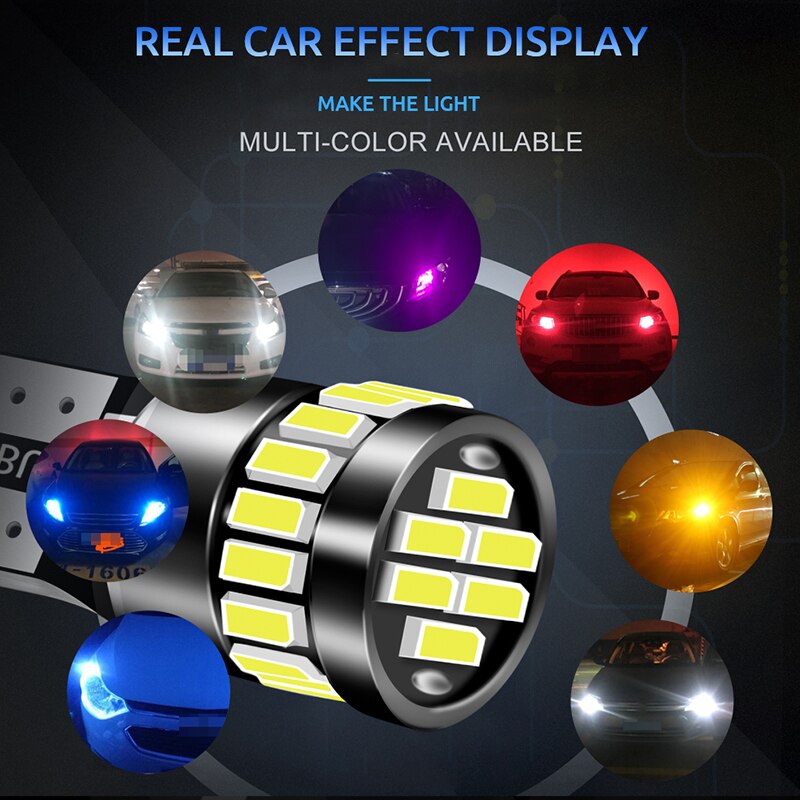2 lâmpadas led w5w t10 24smd canbus para interior do carro, lâmpada de posição de estacionamento, mapa, cúpula, luzes de leitura