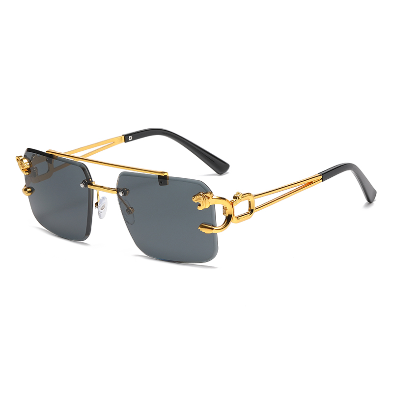 Óculos de sol quadrados sem aro vintage para homens e mulheres, moda Double Bridge Sun Glasses