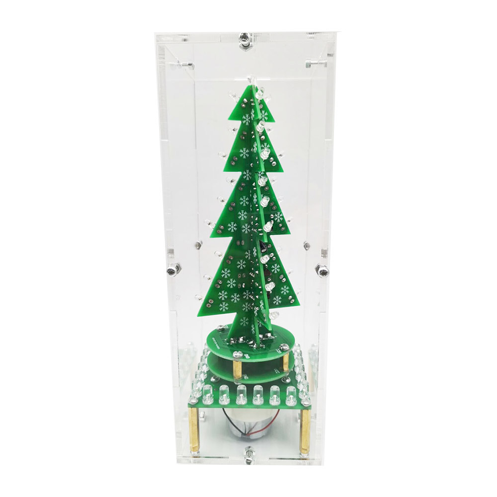 Three-Dimensional 3D Color Rotate Christmas Tree Accessories Kit LED Lights Flash Tree Module Electronic DIY Production