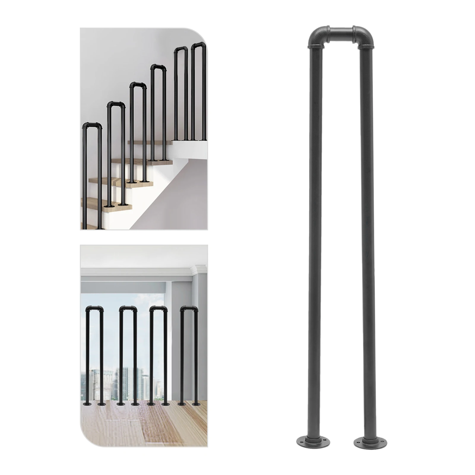U-shaped Handrail for Stairs, Stable Base for Secure Fixing, 20x100cm Galvanized Steel, Suitable for Home and Commercial Use