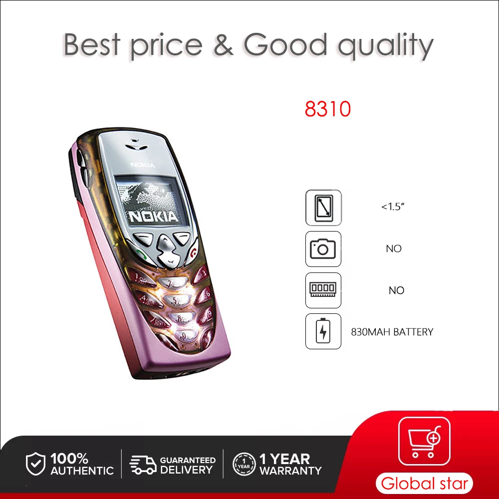 Original Unlocked 8310 Mobile Phone Russian Arabic Hebrew Keyboard Made in Finland Free Shipping