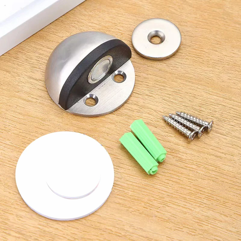 สแตนเลสสตีลแม่เหล็กประตู Punch-ฟรีประตู Touch แม่เหล็กดูดยาง Semi-circle Anti-collision ประตู