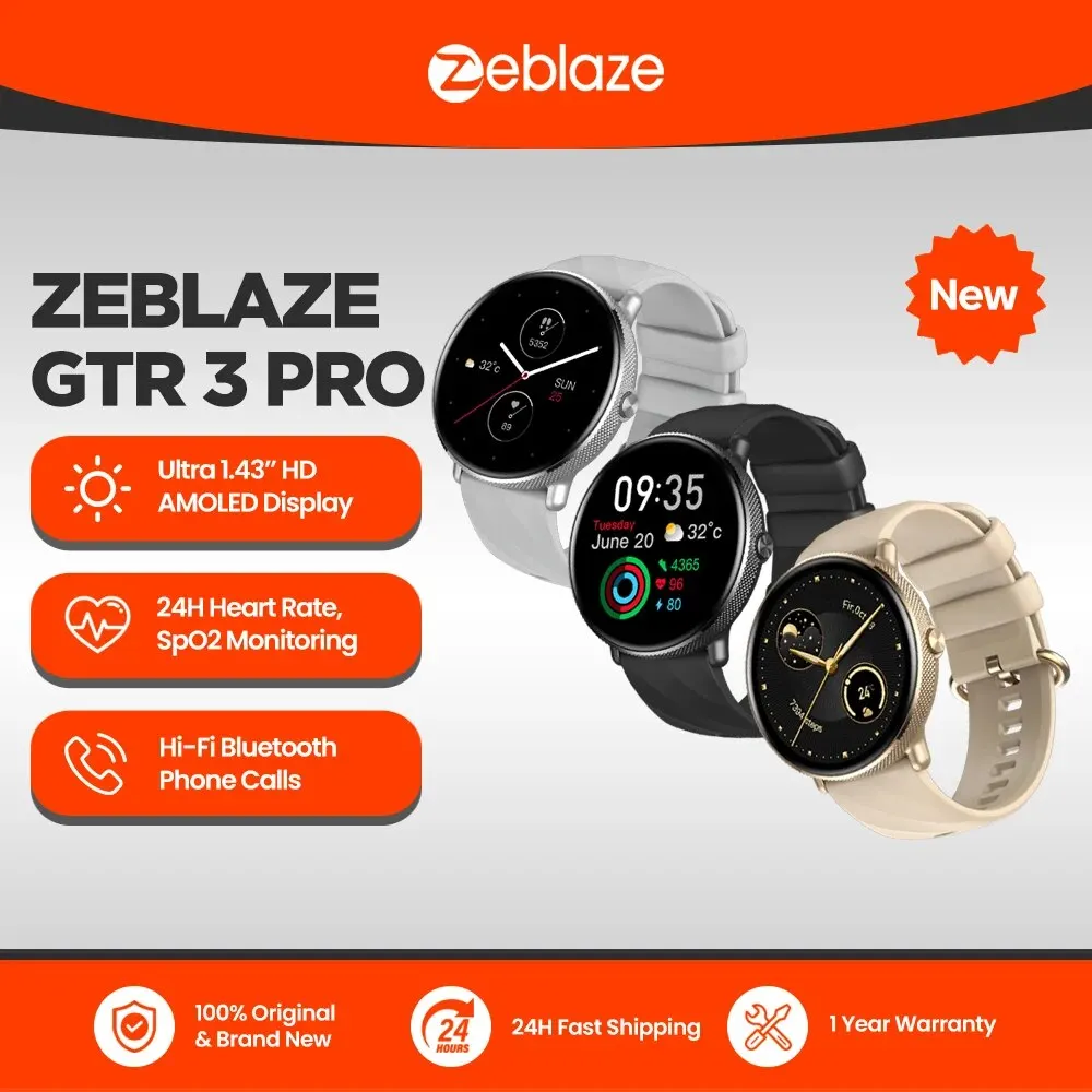 Zeblaze GTR 3 Pro połączenia głosowe inteligentny zegarek 1.43 "wyświetlacz AMOLED rama ze stali nierdzewnej 316L Smartwatch śledzący fitness