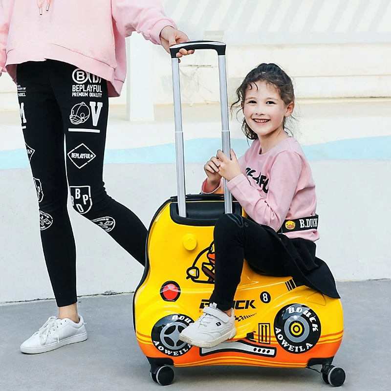 Sacos de viagem para crianças, Bagagem do tamanho médio, Mala de viagem com rodas, Little Yellow Duck Rolling Bagagem Case